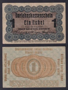 Banconota Lituania Occupazione Tedesca 1 rubel 1916 P.-R122d BB/VF - Picture 1 of 1
