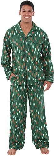 Alexander Del Rossa Men's Lightweight Button Down Pajama Set, Green, XL - Image 1 of 1