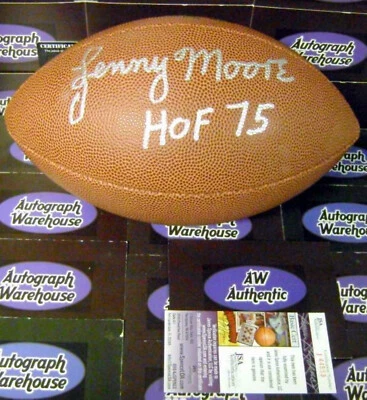Lenny Moore autographed Football inscribed HOF 75 (Baltimore Colts Champion) JSA - Image 1 of 2