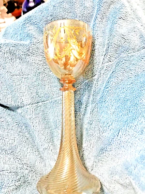 4 copas antiguas de ámbar dorado levantadas Moser con tallos remolinados principios del siglo XX Foto 1 de 4
