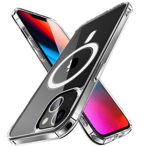 Coque Transparente pour iPhone 14 Pro Max 13 12 Pro 11 Antichoc Silicone Housse Magnétique - Photo 1 sur 12