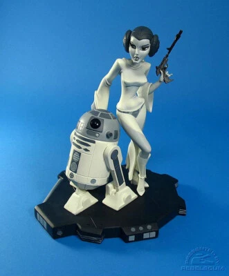 GENTLE GIGANTE STAR WARS ANIMADO BLANCO Y NEGRO PRINCESA LEIA R2D2 9" ESTATUA PROMO Foto 1 de 4