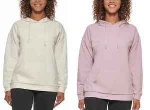 Marc New York Women's Cozy Ribbed Hoodie - Ivory, Mauve - Sizes - Picture 1 of 9