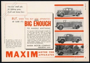 Camión de bomberos Maxim 1948 4 modelos foto anuncio impreso vintage - Imagen 1 de 7
