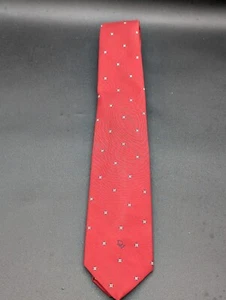 Vintage 80s Christian Dior Power Tie Red Logo Silk Blend Italian Fabric USA Made - Picture 1 of 4