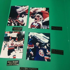New York Islanders Bryan Trottier & Mike Bossy Etc 8x10 And Metal Name Tags - Picture 1 of 22