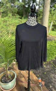 Top J. Jill Cuello Simulado Talla XL Negro Manga Larga Elastizado Túnica Algodón Modal - Imagen 1 de 9