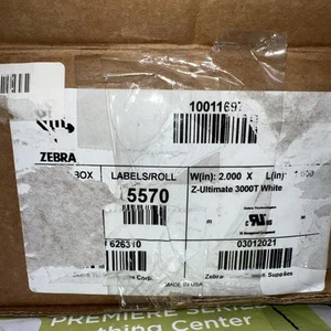 Zebra Genuine 10011708 2" X 1" Z-Ultimate 4000T TT 4 ROLLS OF 5570 PIECES EACH - Picture 1 of 4