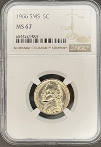 1966 SMS 5c Jefferson Nickel NGC MS67 - Picture 1 of 2