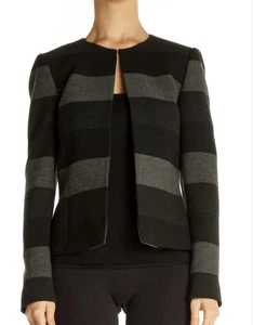 Chaqueta Blazer Tahari ARTHUR S. LEVINE 4P Para Mujer Abierta Negra Gris Rayas - Imagen 1 de 7