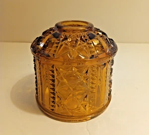 Vintage Indiana Glass Amber Stars & Bars Fairy Lamp Top Only - Picture 1 of 4
