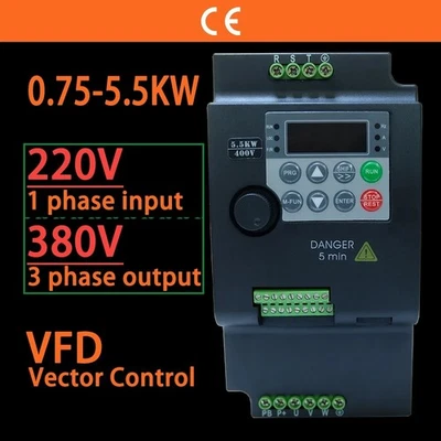 Input 220V to Output 380V VFD Variable Frequency Drive Converter Inverter 0.75/1 - image 1 of 4