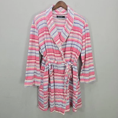 Conjunto Camisa de Noche Lauren Ralph Lauren Etiqueta Negra XL Bolsillos con Cinturón a Rayas Foto 1 de 4