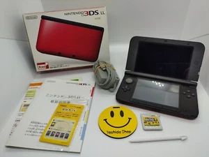 NINTENDO 3DS LL XL Black Red Console Stylus NTSC-J Japanese ver. Tested - Picture 1 of 13