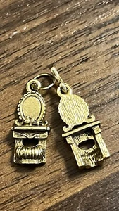 2 Antique Gold Vanity, Makeup Table Charms, Pendants Zipper Pulls - Picture 1 of 3