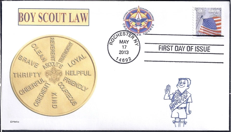 BOY SCOUT LAW   CHARACTER COUNTS   SCOUTING   BSA      FDC- DWc  CACHET - Image 1 of 1
