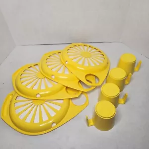 FREMWARE 807 Set of 4 Yellow RETRO Vintage Picnic Snack RV Plates Trays/Cups Set - Picture 1 of 13
