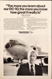 Pete Conrad Astronaut McDonnell Douglas DC-10 Flugzeug Vintage Print Ad 1980 - Bild 1 von 5