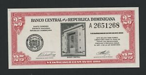 DOMINICAN REPUBLIC  25 CENTAVOS  ( 1961 )  PICK # 87a UNC.