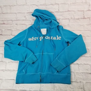 Areopostale Kids Girls Hoodie Full Zip Long Sleeve Sweater Aqua Blue Size Large - Picture 1 of 9