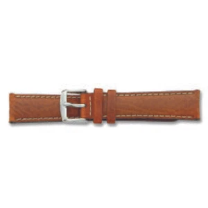 de Beer Brown Sport Leather Watch Band 18mm Long Silver Color - Picture 1 of 1