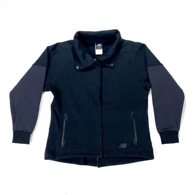 Chaqueta polar New Balance para mujer talla grande negra suave cierre a presión cuello alto Foto 1 de 4