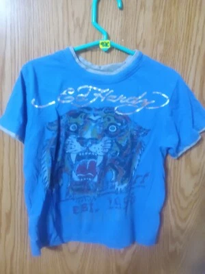 Top manga corta Ed Hardy para niños talla 5/6 azul con gráfico de tigre 16C Foto 1 de 3