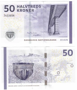 2016 Denmark 50 Kroner Jensen & Sørensen UNC Banknote P65h (3) - Picture 1 of 1