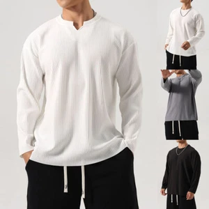 Men T Shirt Streetwear Solid Long Sleeve Casual Streetwear Classic Tee Tops · - Picture 1 of 24