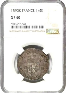 1590 K France 1/4 Ecu, Bordeaux Mint, NGC XF 40 - Picture 1 of 2