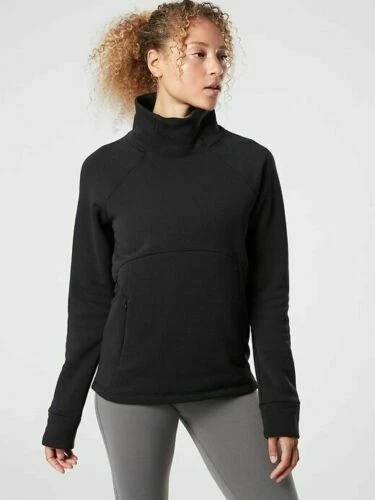 Athleta Polartec Funnel Neck Sweatshirt Medium White Workout CYA Soft 510374