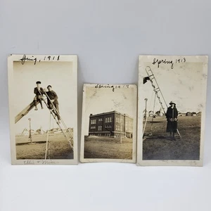 Lote de 3 fotos de escuela secundaria y patio de recreo Mobridge South Dakota - Imagen 1 de 4