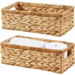 Water Hyacinth Wicker Storage Basket With Handles, Toilet Paper Basket for Ta... - Picture 1 of 8