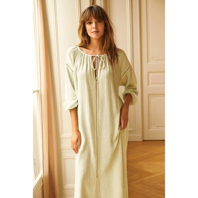 Mes Demoiselles Paris Green Kaftan Dress Cotton Size M Boho Chic French - Image 1 of 4