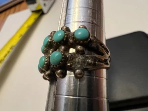 BROKE!  Glocke Handelsposten Türkis Schlangenauge Sterlingsilber Bandring Größe 5,5 - Bild 1 von 7