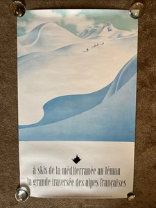 MUY RARO - Póster de esquí vintage Samivel - “À Skis de la Méditerranée au Léman” - Imagen 1 de 9
