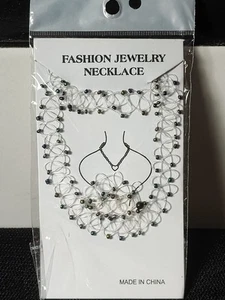 Y2K Tattoo Choker Stretch Necklace&Ring Clear W/Bead Retro Henna Vtg Elastic 90s - Picture 1 of 5