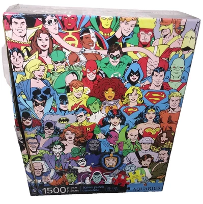 DC Universe Heroes & Villains Jigsaw Puzzle Aquarius 1500 Pieces Damaged Box - Image 1 of 4