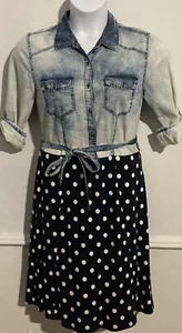 Vestido Kenny S Juniors talla M mediano 36 lunares Chambray J287 - Imagen 1 de 3