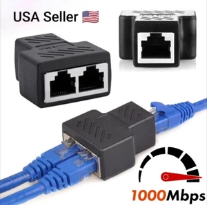 RJ45 Splitter Adapter 1 to 2 Ways Dual Female Port CAT6/5/7 LAN Ethernet Cable - Picture 1 of 10