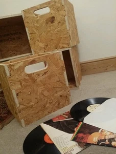 12" Vinyl LP Record Storage Cube Box Crate Stackable osb x10 includes transit l - Picture 1 of 5