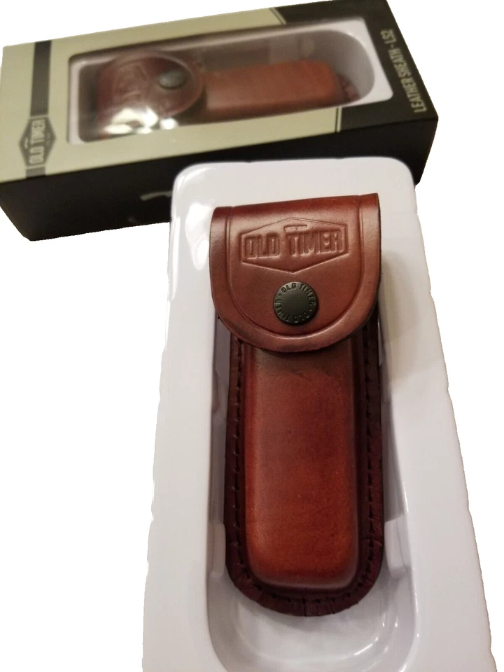 SCHRADE - OLD TIMER - #LS 2  BROWN LEATHER SHEATH - FITS ANY 5" FOLDER - Image 1 of 3