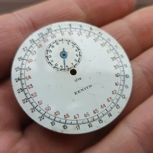 Zenith Stop Watch Timer Dial Part, Enamel, Rare Part 44.4mm (O104) - Picture 1 of 7