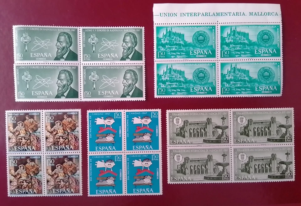 SELLOS ESPAÑA MNH 1967 BLOQUE 4 LOTE 5 SERIES  - Imagen 1 de 1