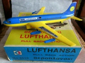 VINTAGE RARE GREEK AMAZING PLASTIC LUFTHANSA BOEING 747 FROM 70s MIB - Picture 1 of 5
