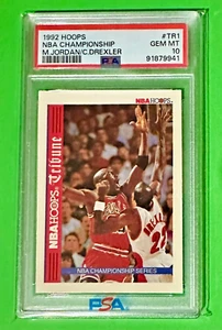 1992 Hoops Tribute #TR1 Michael Jordan / Clyde Drexler NBA Championship PSA 10 - Picture 1 of 2