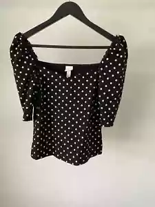 H&M Small Black Polka Dot Off The Shoulder Top. Short Sleeves W920 - Picture 1 of 8