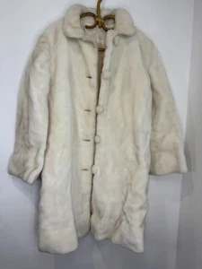 Long Winter Fur Faux Coat Vintage Classic Style Traditional White Christmas - Picture 1 of 10