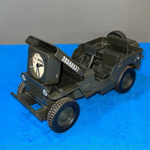 Vintage WW2 JEEP Action Alarm Clock DLX, Jeep Wrangler, WORKS, FAST SHIPPING Cover