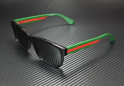 GUCCI GG0340S 006 Black Grey Men's Rectangle Sunglasses 58 mm - Image 1 of 4